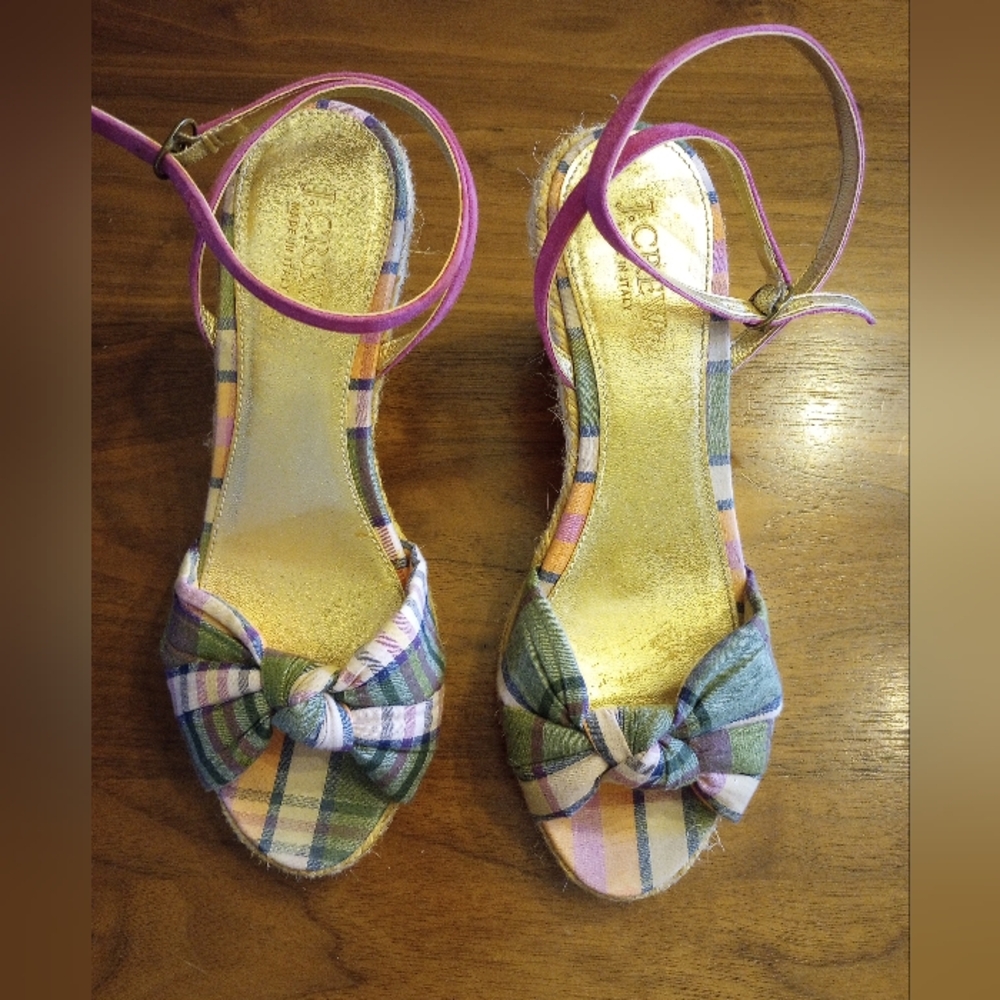 J. Crew Strappy Plaid Shoes Size 8